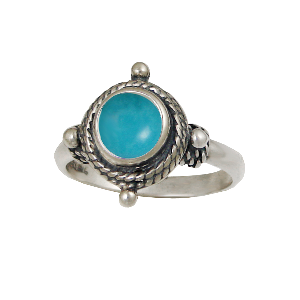Sterling Silver Gemstone Ring With Turquoise Size 8